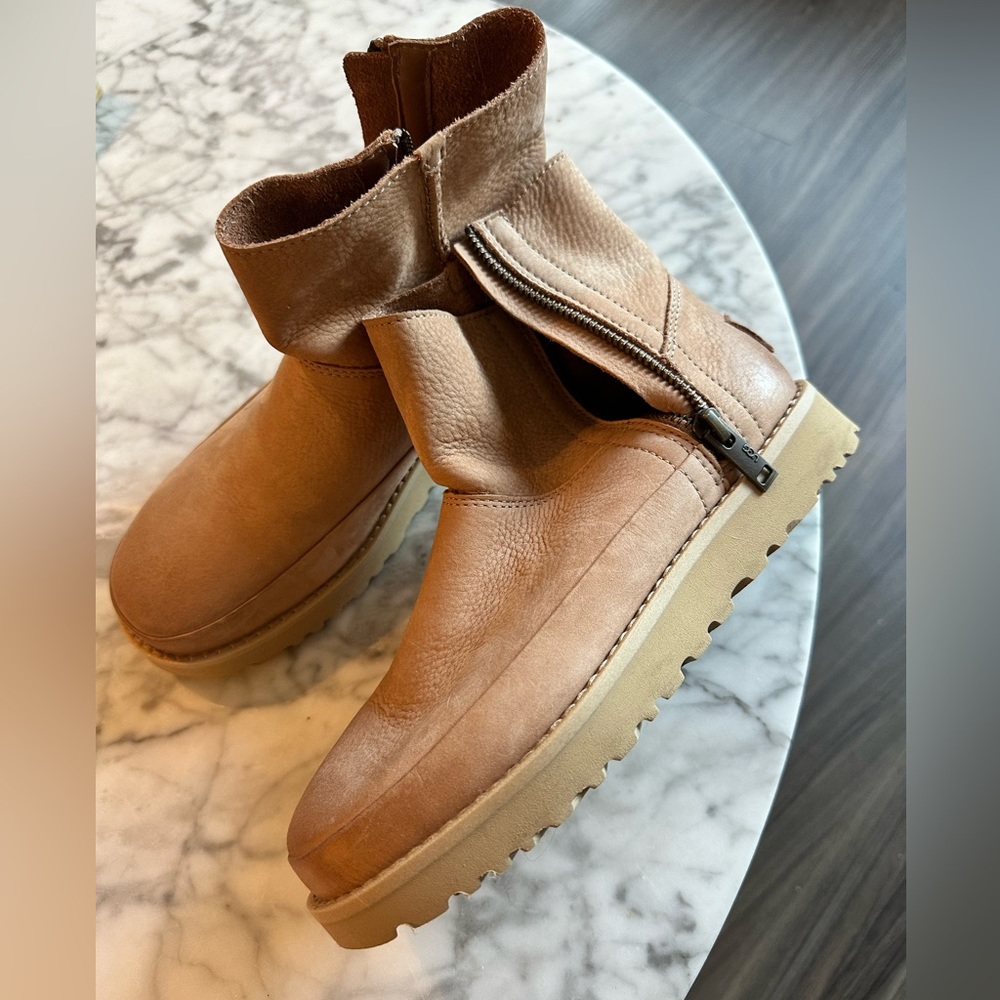 UGG Australia tan Deconstructed Mini Zip Boot Size 5 (EU 36)